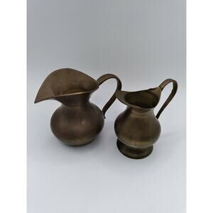 Srt Of 2 Small Vintage Brass Pitchers
